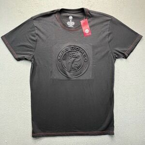 NWT Alfa Romeo Men's Black Short Sleeve T-Shirt‎ Embossed Logo Size M